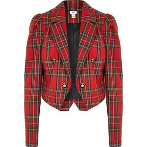 Plaid / Tartan River Island Cropped Blazer
